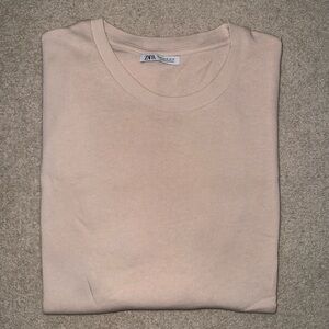 Zara Men’s Crewneck Knitted Shirt Pale Pink - Extra Large